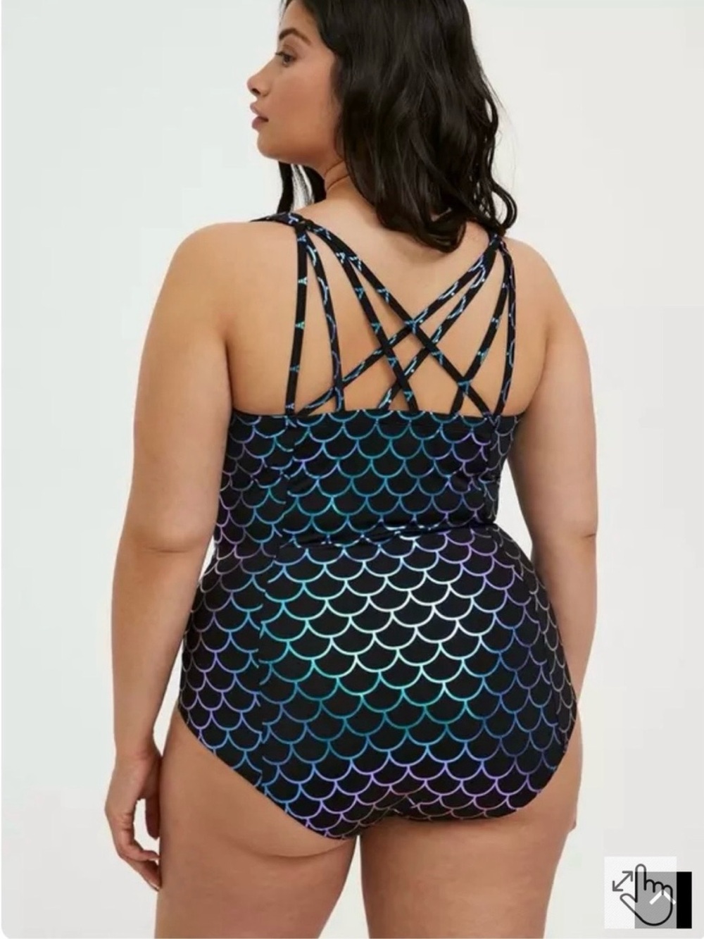 torrid Black Iridescent Mermaid-Scale One-Piece Swim - Picture 2 of 7